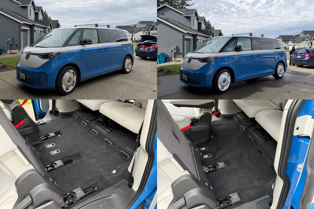 Before and after full detail on VW ID.Buzz in Portland OR by Cruz Detailing mobile car detailing service