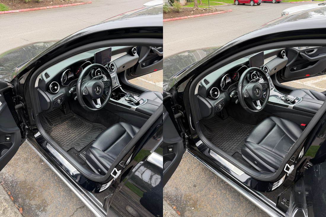  Clean Mercedes C-Class interior after professional detail by Cruz Detailing in Portland OR
